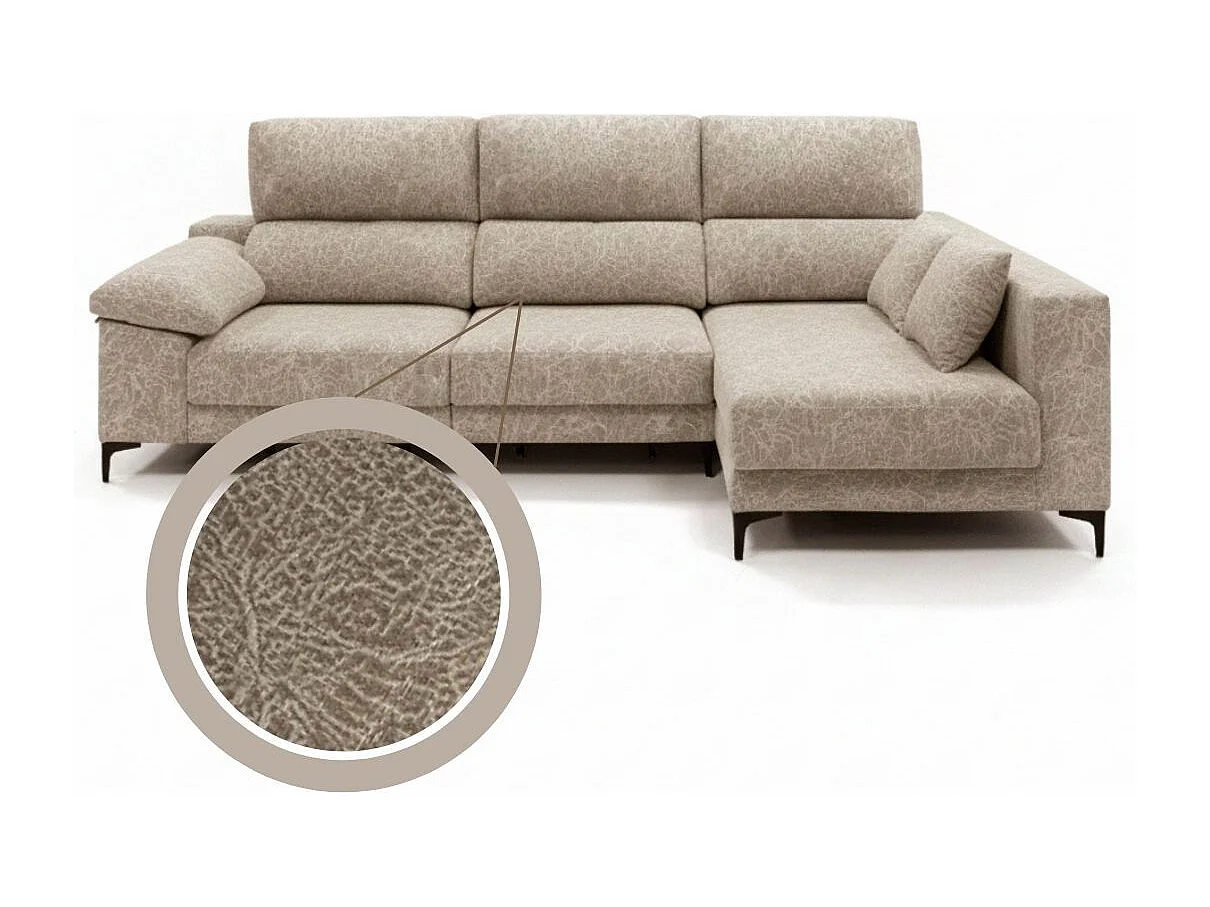 Sofá chaiselongue Santorini 3 plazas deslizante + reclinable tela Ópera derecha gris claro 100x275x160 cm