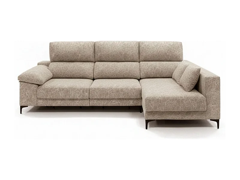Sofá chaiselongue Santorini 3 plazas deslizante + reclinable tela Ópera derecha gris claro 100x275x160 cm