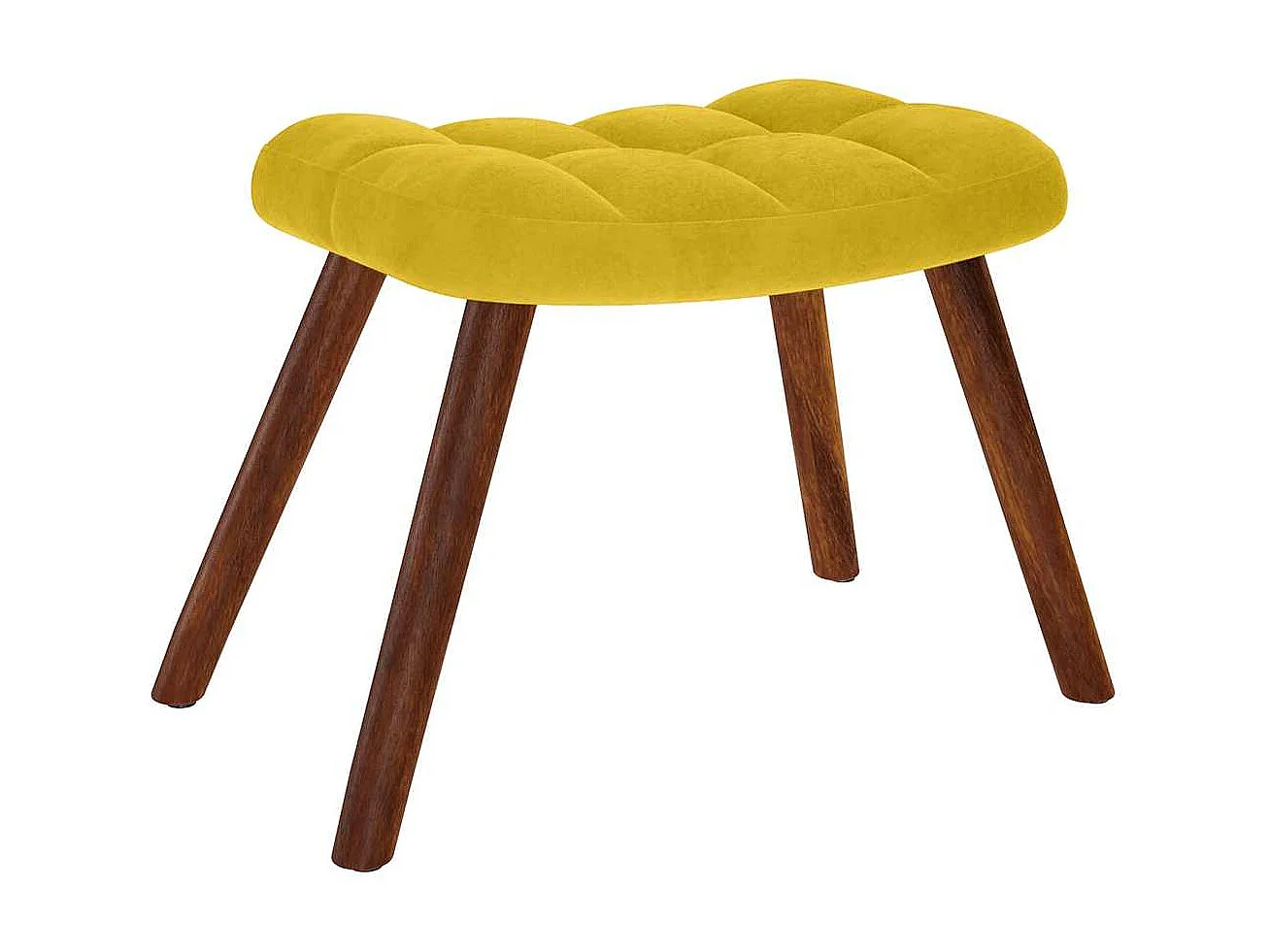 Chaise à bascule avec tabouret en velours jaune
