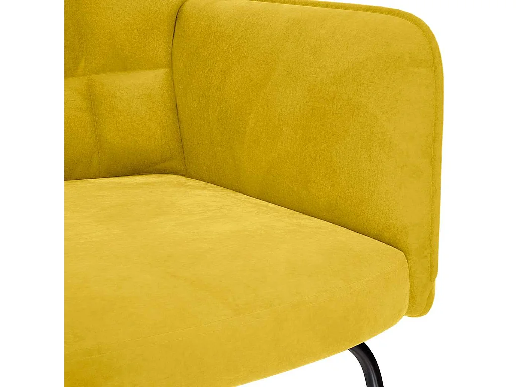 Chaise à bascule avec tabouret en velours jaune