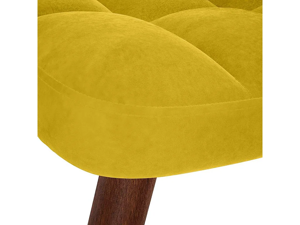 Chaise à bascule avec tabouret en velours jaune