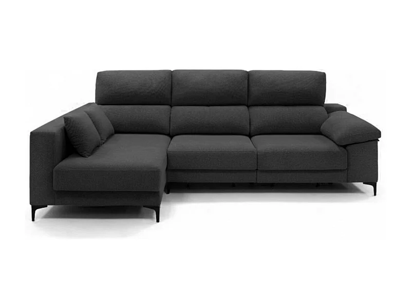Sofá chaiselongue Santorini 3 plazas deslizante + reclinable tela Bronx izquierda antracita 100x275x160 cm