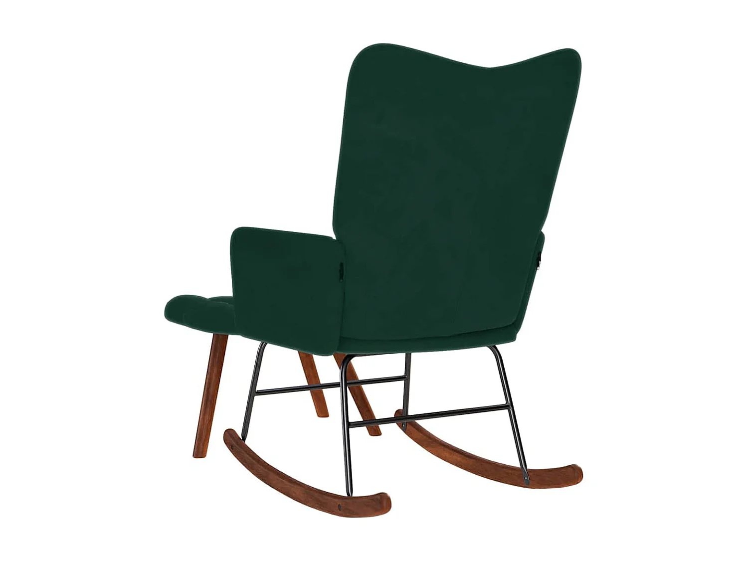 Chaise à bascule avec tabouret en velours vert foncé