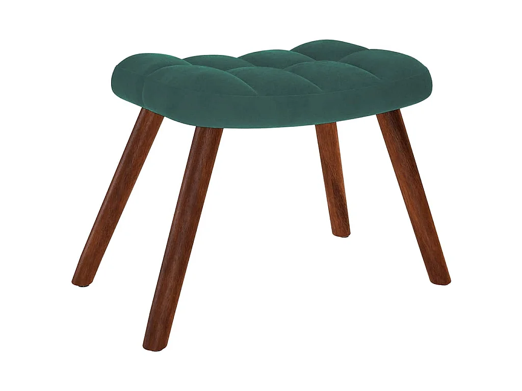 Chaise à bascule avec tabouret en velours vert foncé