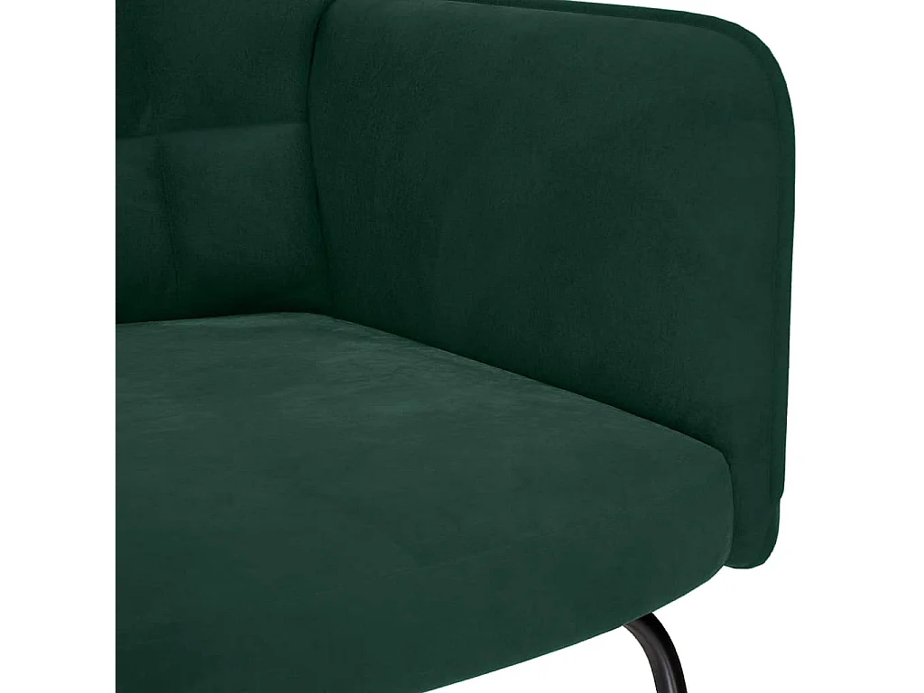 Chaise à bascule avec tabouret en velours vert foncé