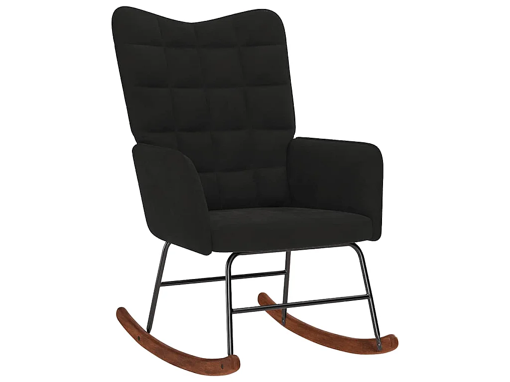 Chaise à bascule avec tabouret en velours noir