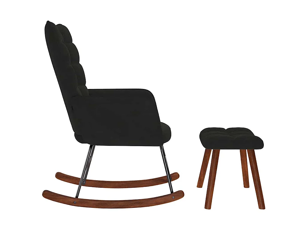 Chaise à bascule avec tabouret en velours noir