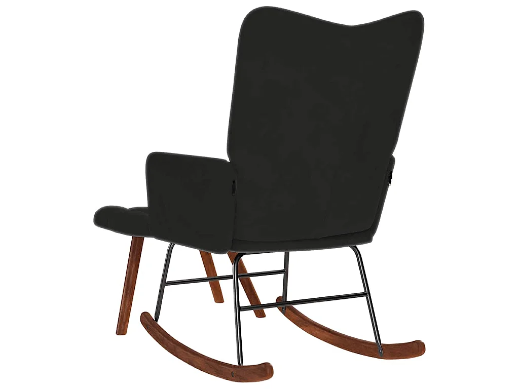 Chaise à bascule avec tabouret en velours noir