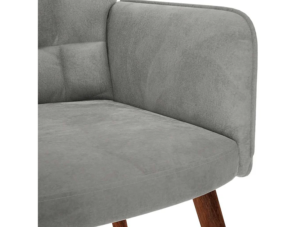 Chaise à bascule avec tabouret en velours gris clair