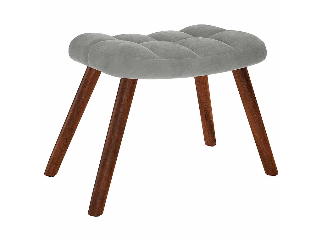 Chaise à bascule avec tabouret en velours gris clair