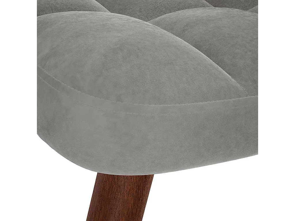 Chaise à bascule avec tabouret en velours gris clair