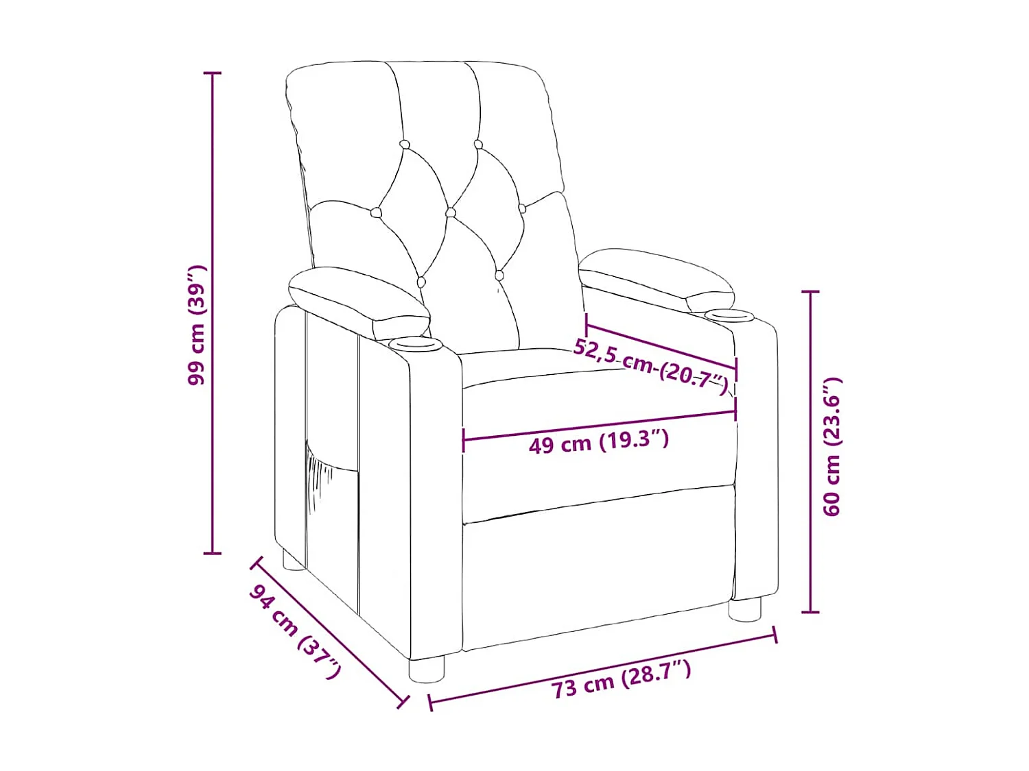 Poltrona Reclinabile in Tessuto Grigio Scuro