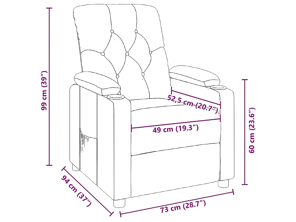Poltrona Reclinabile in Tessuto Grigio Scuro