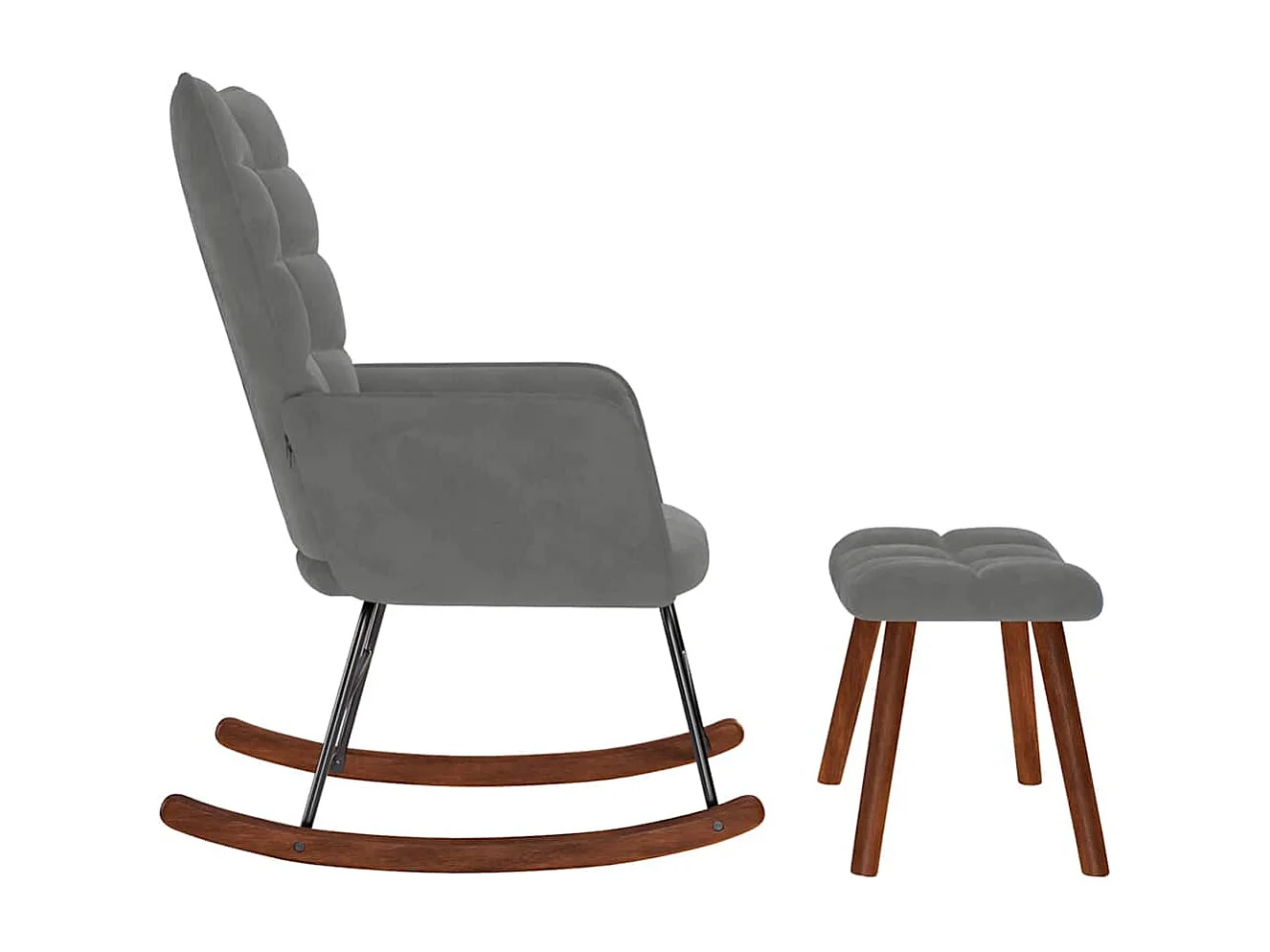 Schaukelstuhl mit Hocker Dunkelgrau Samt