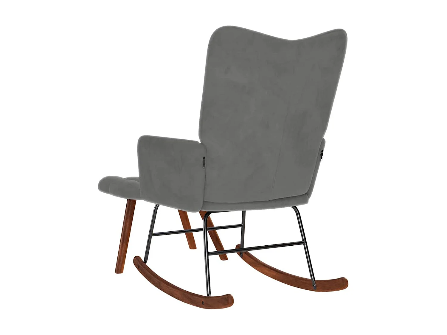 Schaukelstuhl mit Hocker Dunkelgrau Samt