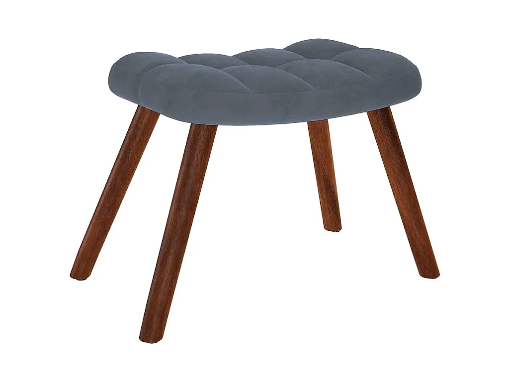 Chaise à bascule avec tabouret en velours gris foncé