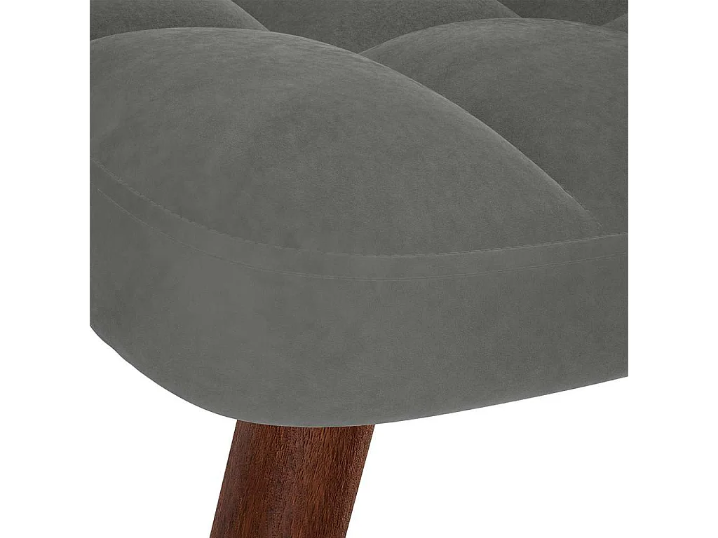 Chaise à bascule avec tabouret en velours gris foncé