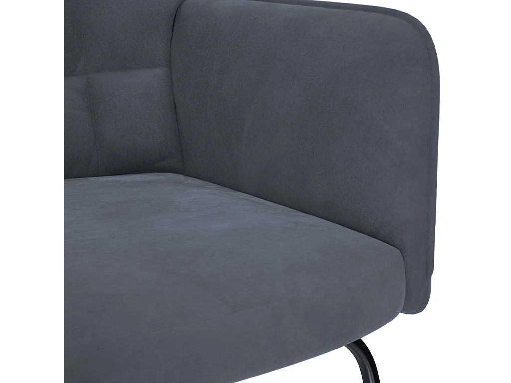 Chaise à bascule avec tabouret en velours gris foncé