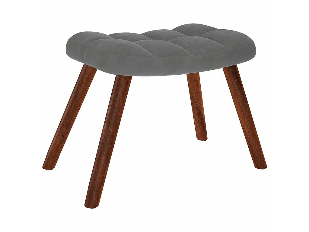 Chaise à bascule avec tabouret en velours gris foncé