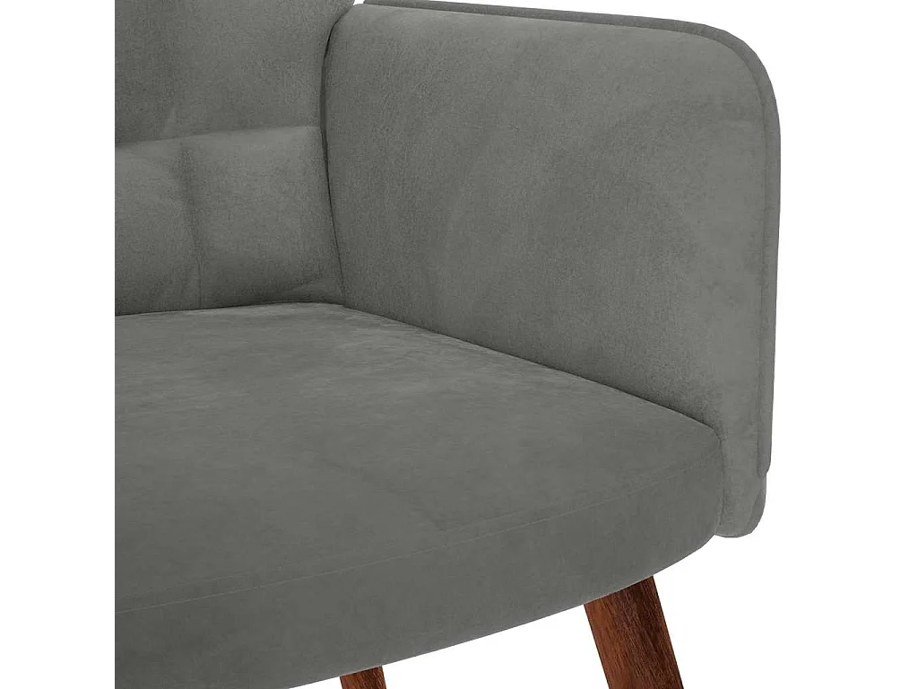 Chaise à bascule avec tabouret en velours gris foncé