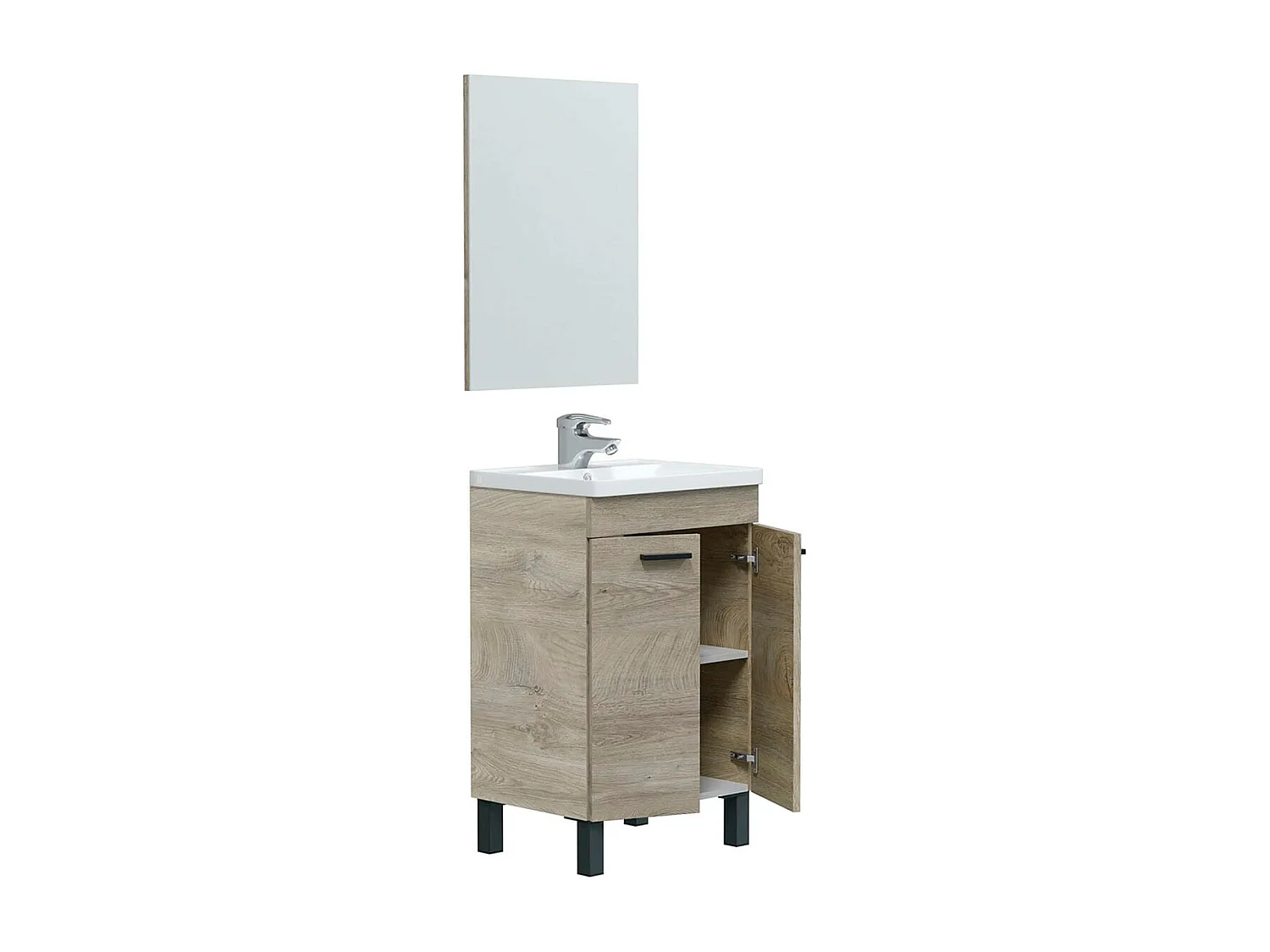 Mueble de baño con espejo y lavabo Essens roble Alaska