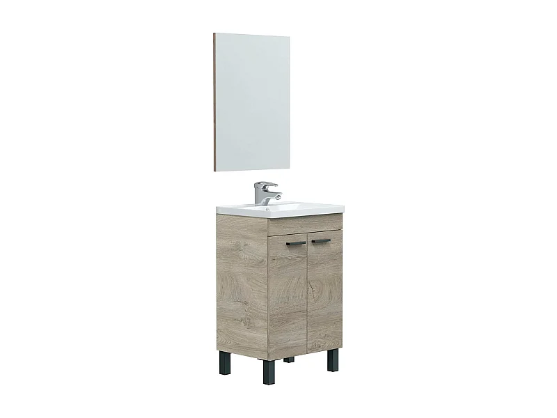 Mueble de baño con espejo y lavabo Essens roble Alaska