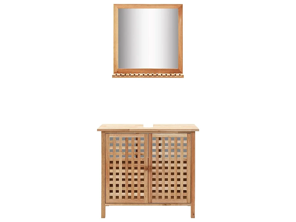 Armoire pour lavabo avec miroir Bois de noyer massif