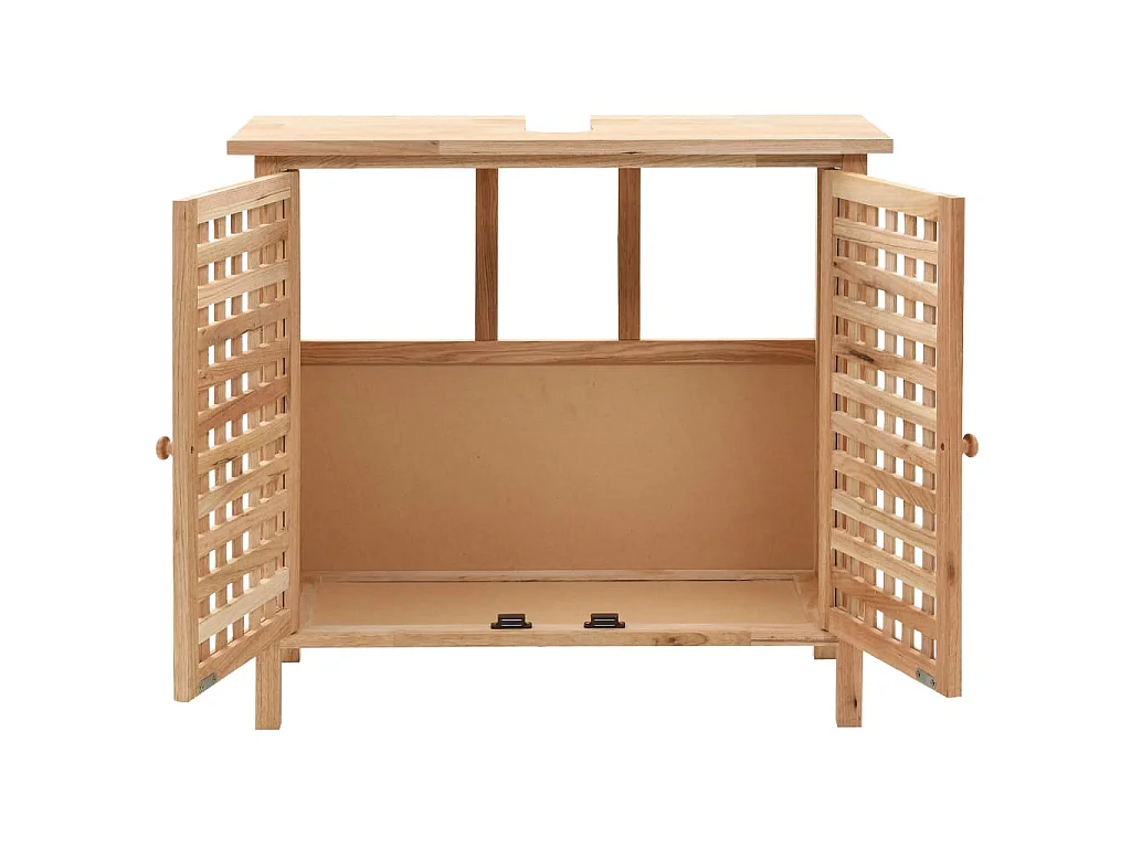 Armoire pour lavabo avec miroir Bois de noyer massif
