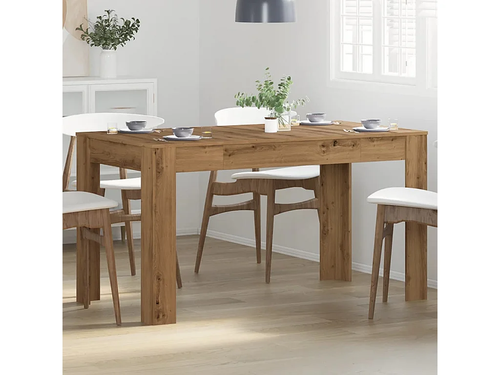 Table à manger chêne artisanal 140x74,5x76 cm bois d'ingénierie