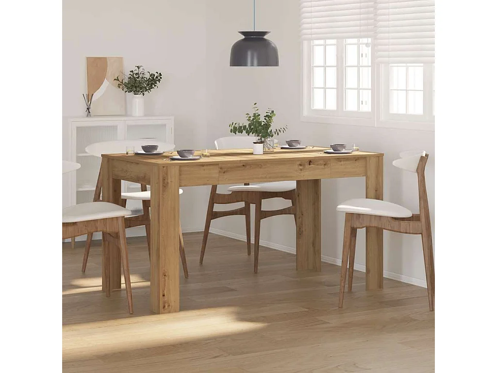 Eettafel 140x74,5x76 cm bewerkt hout artisanaal eikenkleurig