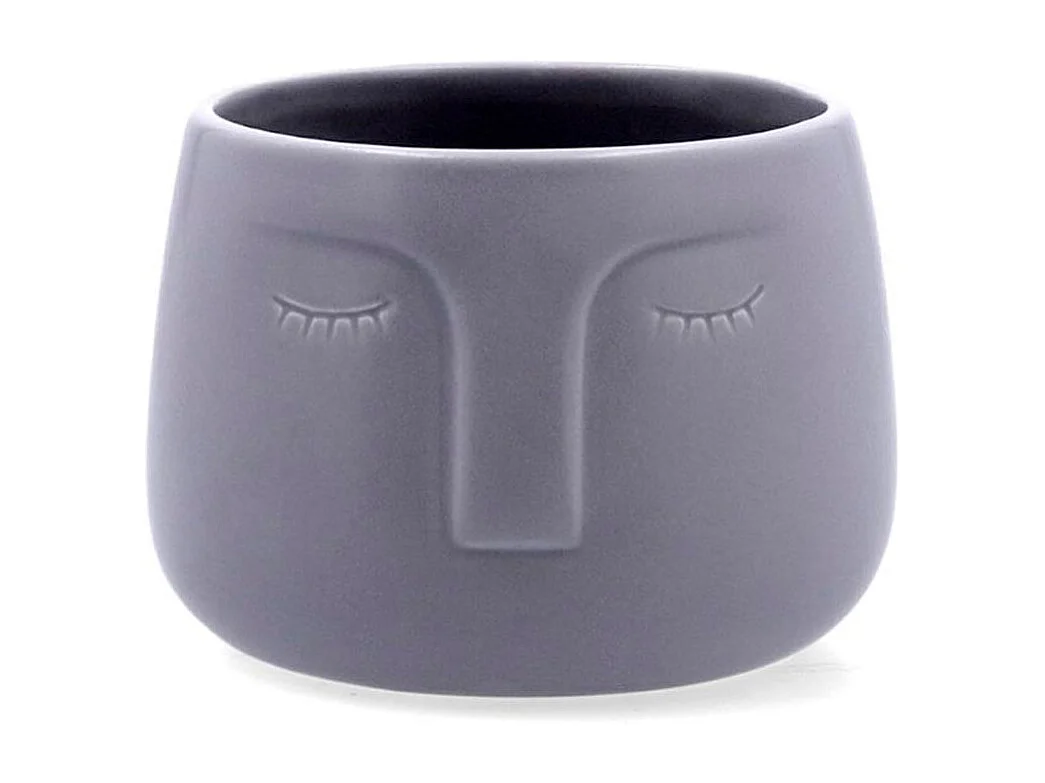 Macetero MOA Vinthera diseño de cara gris ø12,5x10,5 cm