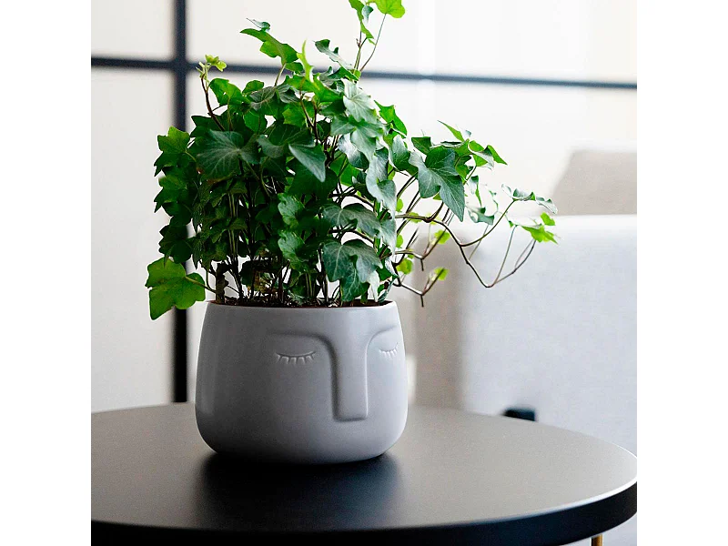 Macetero MOA Vinthera diseño de cara gris ø12,5x10,5 cm