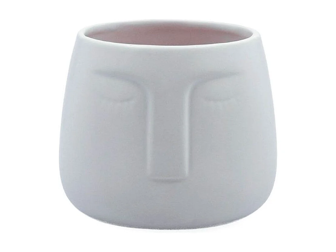 Macetero MOA Vinthera diseño de cara blanco ø10,5x10,5 cm