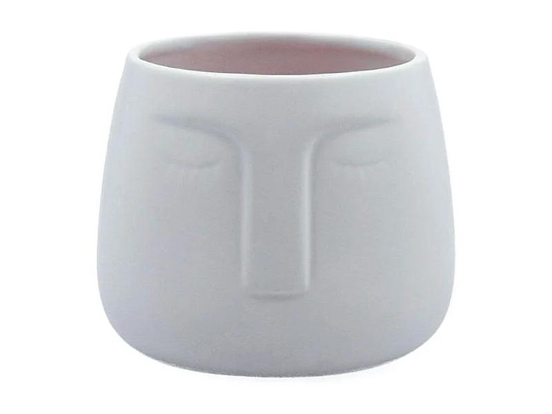 Macetero MOA Vinthera diseño de cara blanco ø10,5x10,5 cm