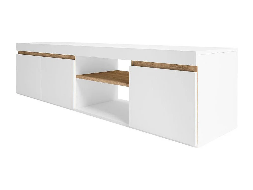 Mueble de TV Elis 3 puertas + 2 compartimentos blanco/natural 40,5x160x39,6 cm