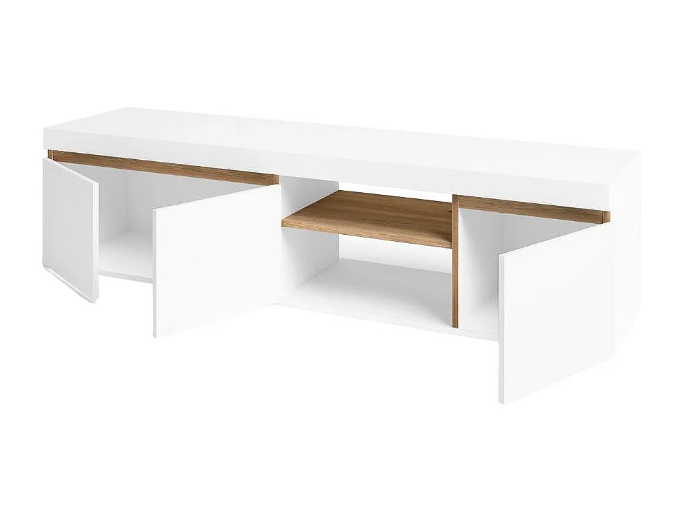 Mueble de TV Elis 3 puertas + 2 compartimentos blanco/natural 40,5x160x39,6 cm