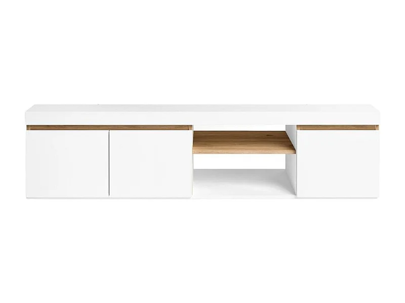 Mueble de TV Elis 3 puertas + 2 compartimentos blanco/natural 40,5x160x39,6 cm