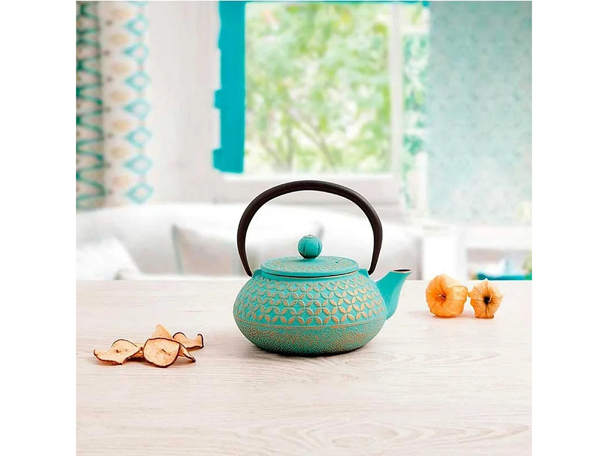 Tetera Naka Quid con filtro 0,5L turquesa/dorado Ø15x10 cm