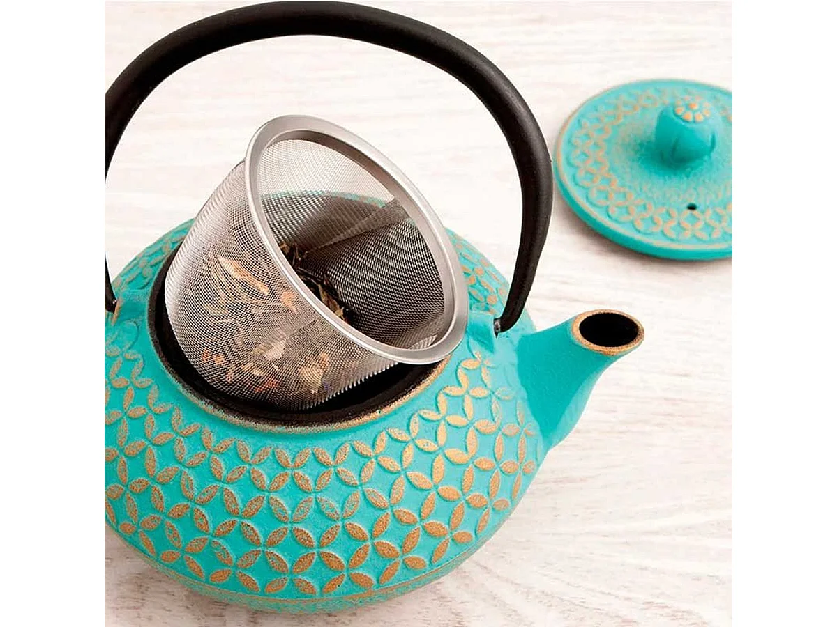 Tetera Naka Quid con filtro 0,5L turquesa/dorado Ø15x10 cm