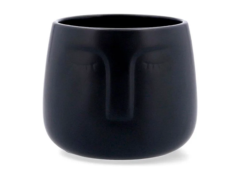 Macetero MOA Vinthera diseño de cara negro ø13,5x13 cm
