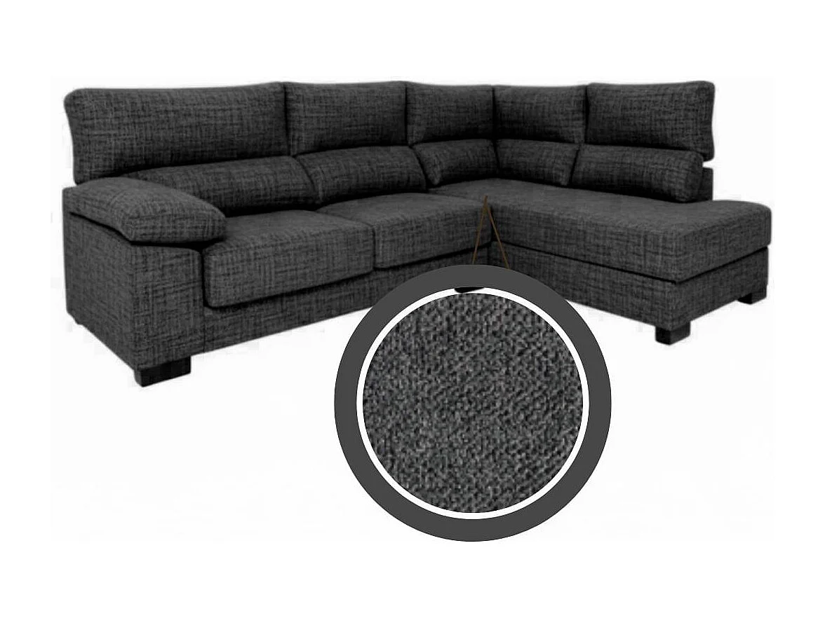 Sofá chaiselongue Meridien 3 plazas deslizante + reclinable tela Sorrento derecha antracita 100x282x195 cm