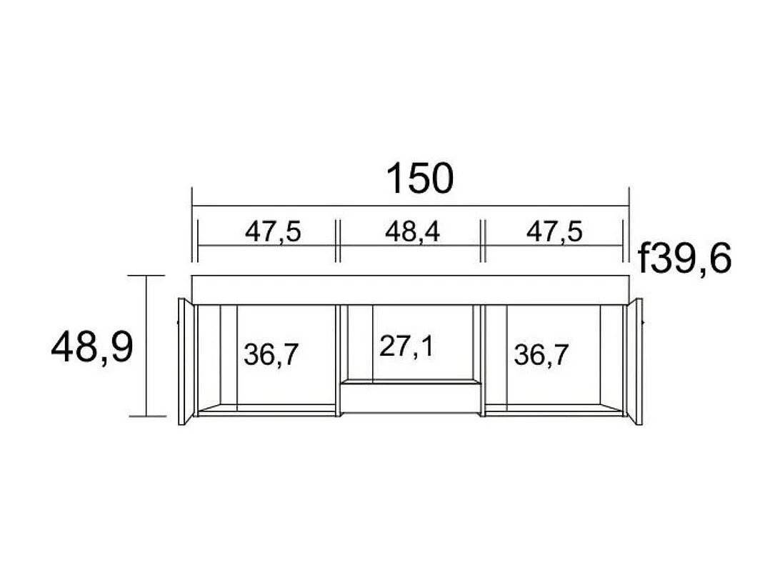 Mueble de TV Argos 2 puertas + compartimento blanco/natural 49x150x39,6 cm