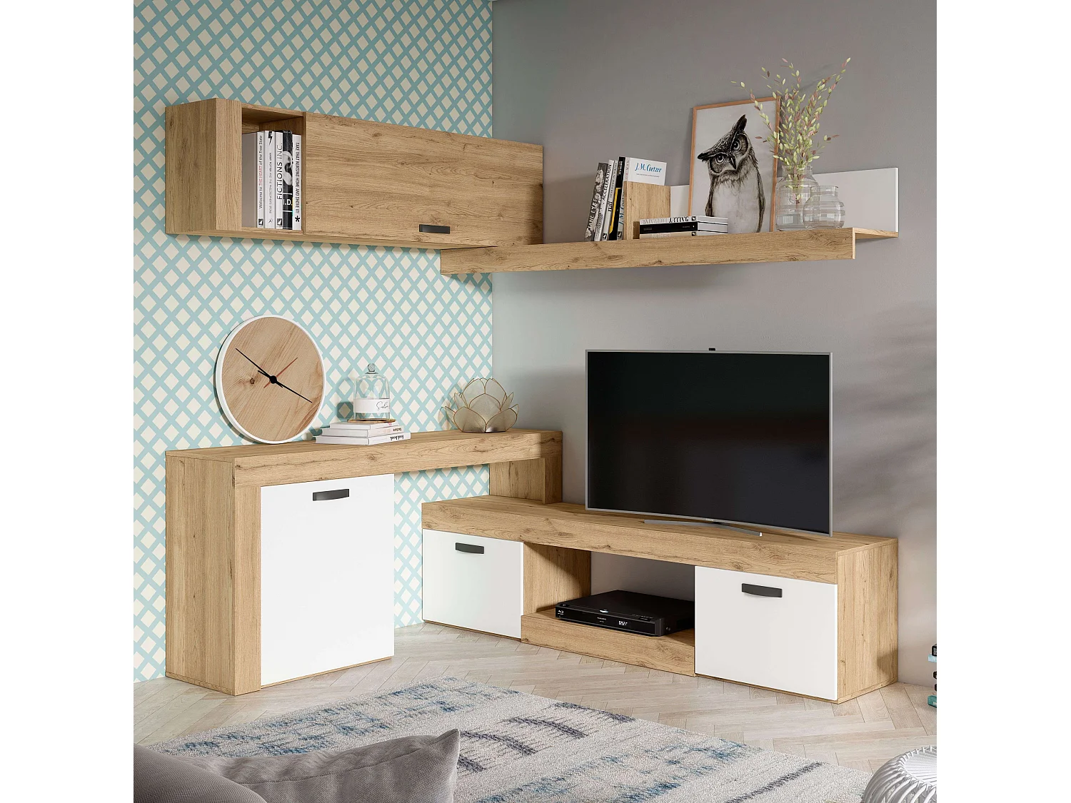 Conjunto Mesa Cocina Desplegable + 2 Sillas Gris y Blanco