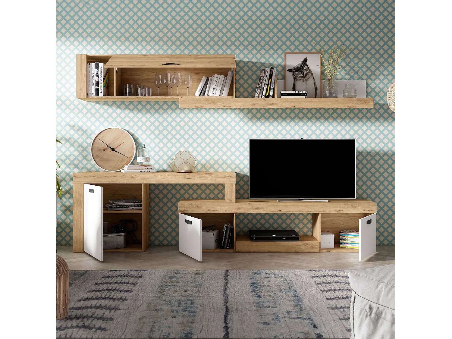 Conjunto Mesa Cocina Desplegable + 2 Sillas Gris y Blanco