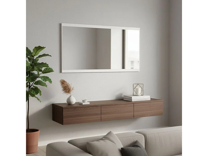 Espejo de pared Alice horizontal blanco mate 51x96,6x1,9 cm