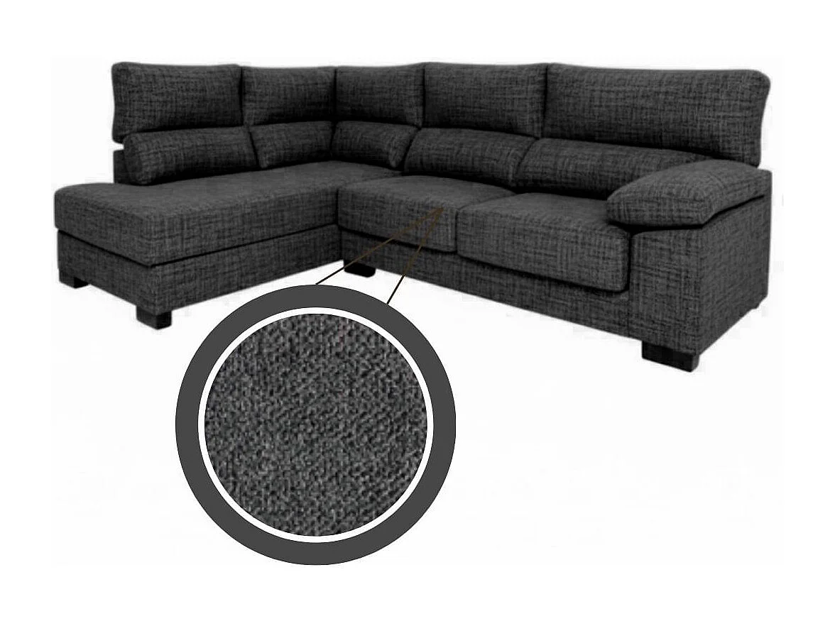 Sofá chaiselongue Meridien 3 plazas deslizante + reclinable tela Sorrento izquierda antracita 100x282x195 cm