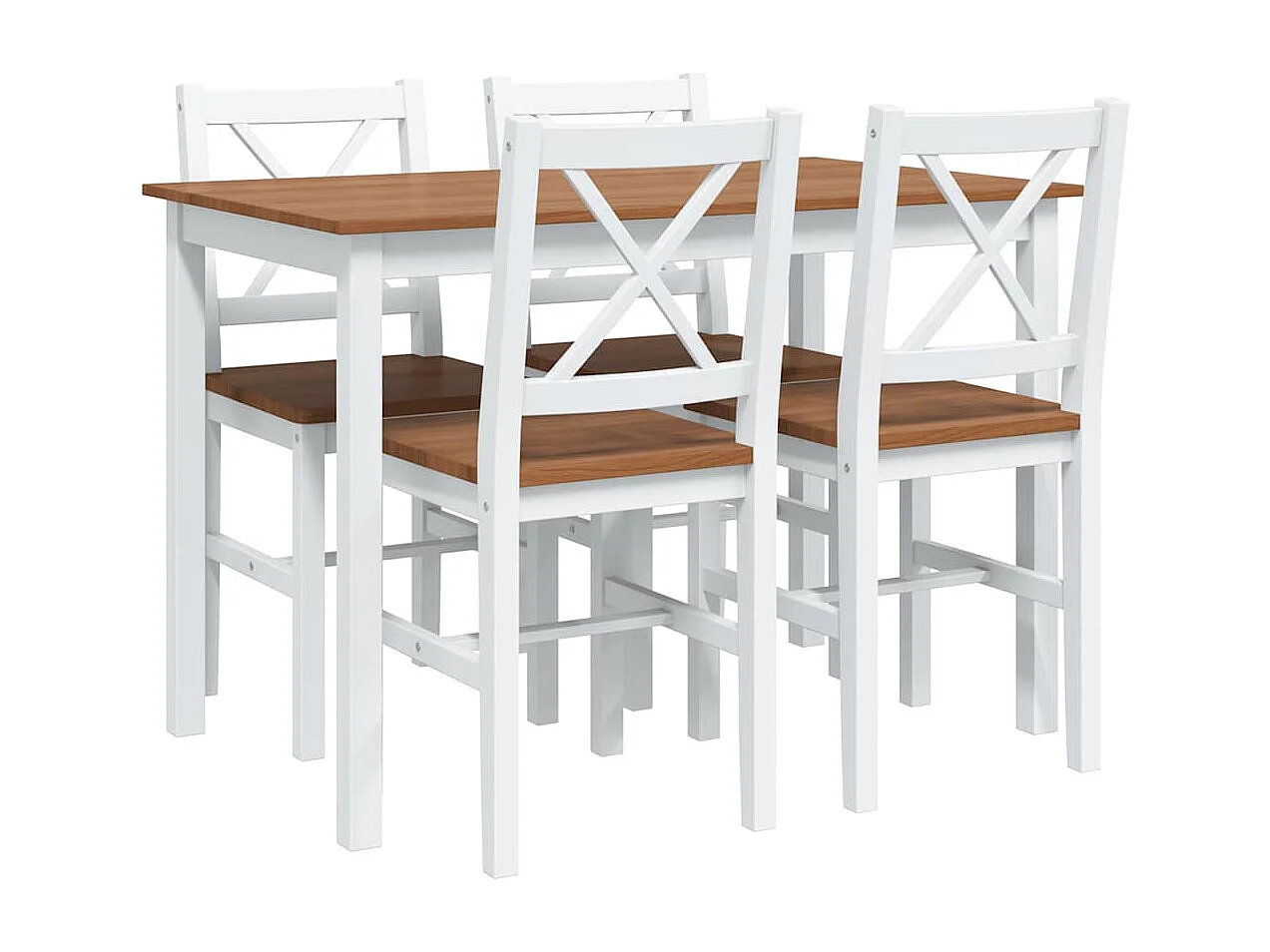 Ensemble de salle à manger 5 pcs Marron et blanc