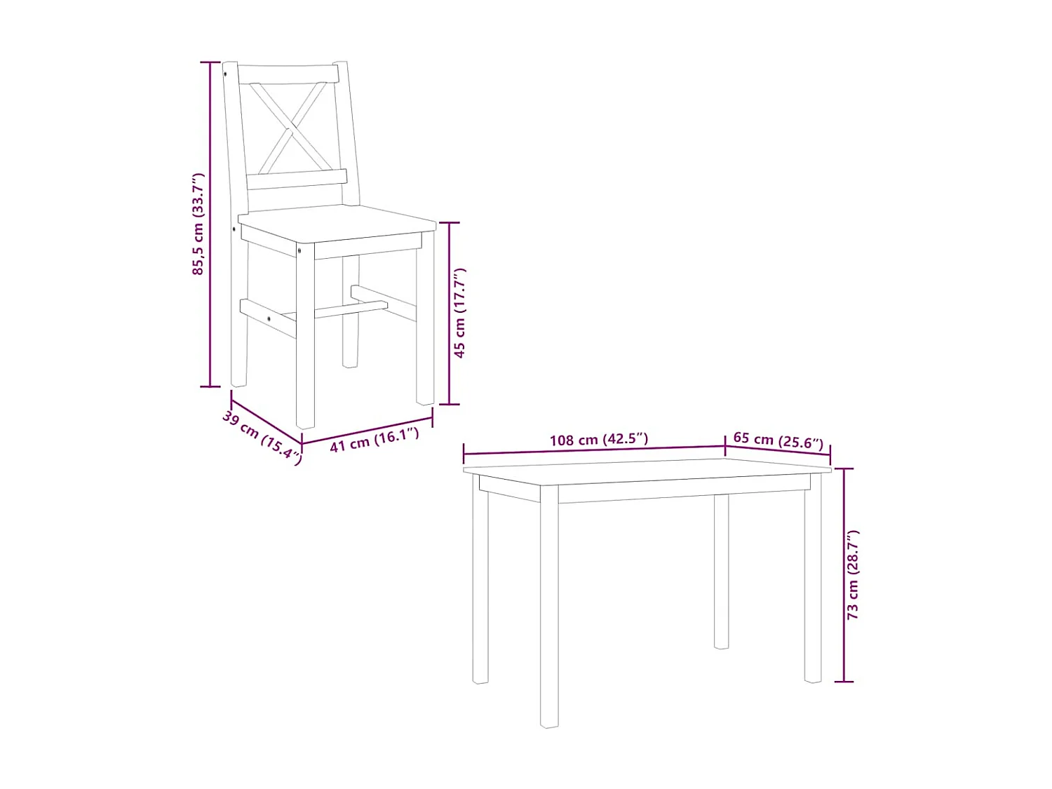 Ensemble de salle à manger 5 pcs Marron et blanc
