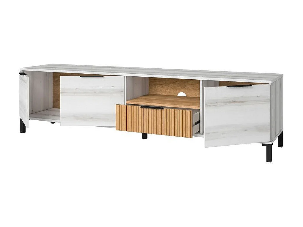 Mueble de TV Tokio 3 puertas + cajón rayado/natural 46,7x178x40 cm