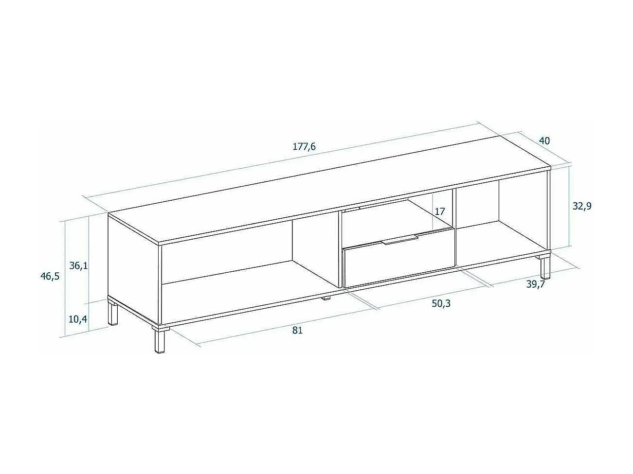 Mueble de TV Tokio 3 puertas + cajón rayado/natural 46,7x178x40 cm